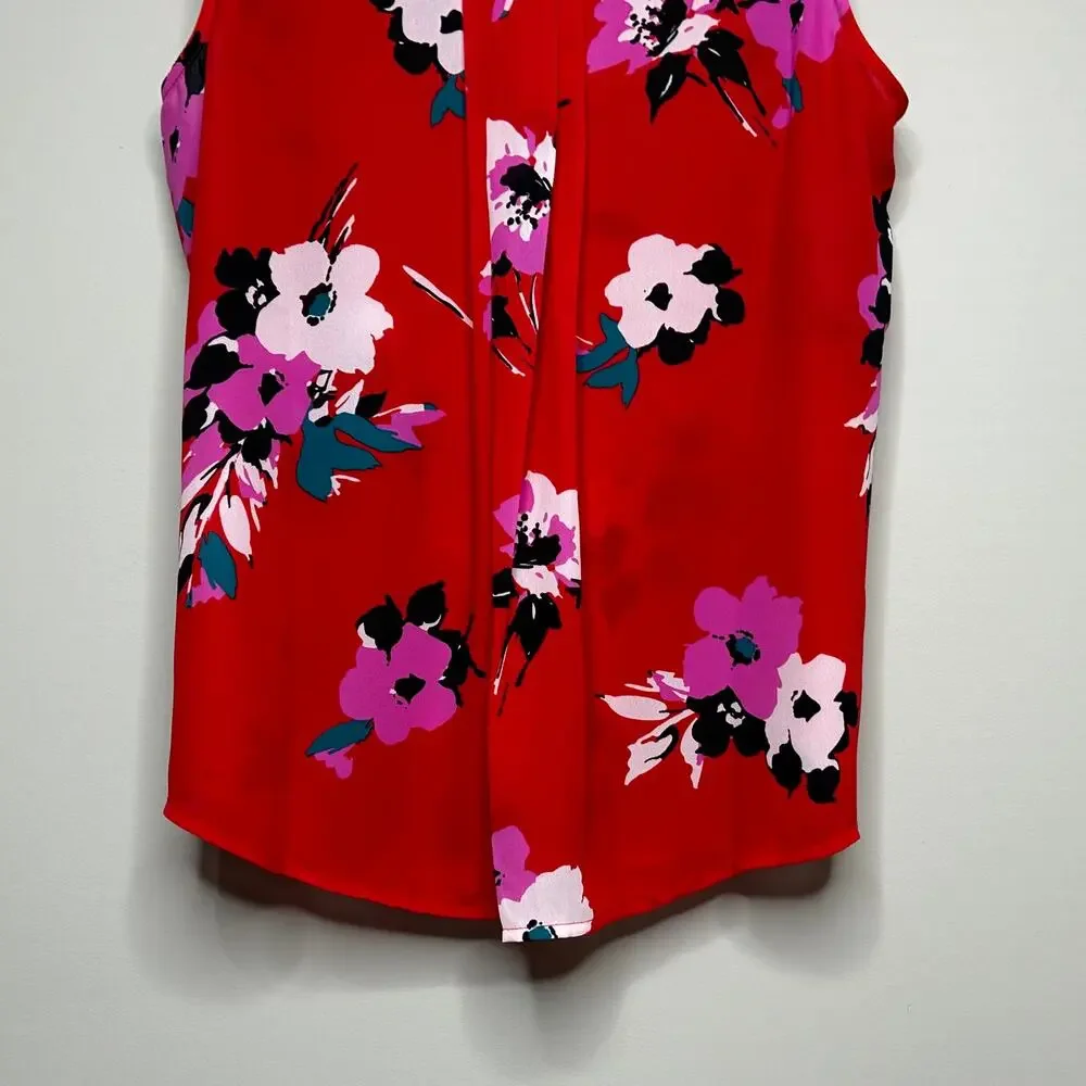 NWT 41 Hawthorn Breyson Pleated Sleeveless Red Floral Shirt Size M Stitch Fix - Picture 9 of 9